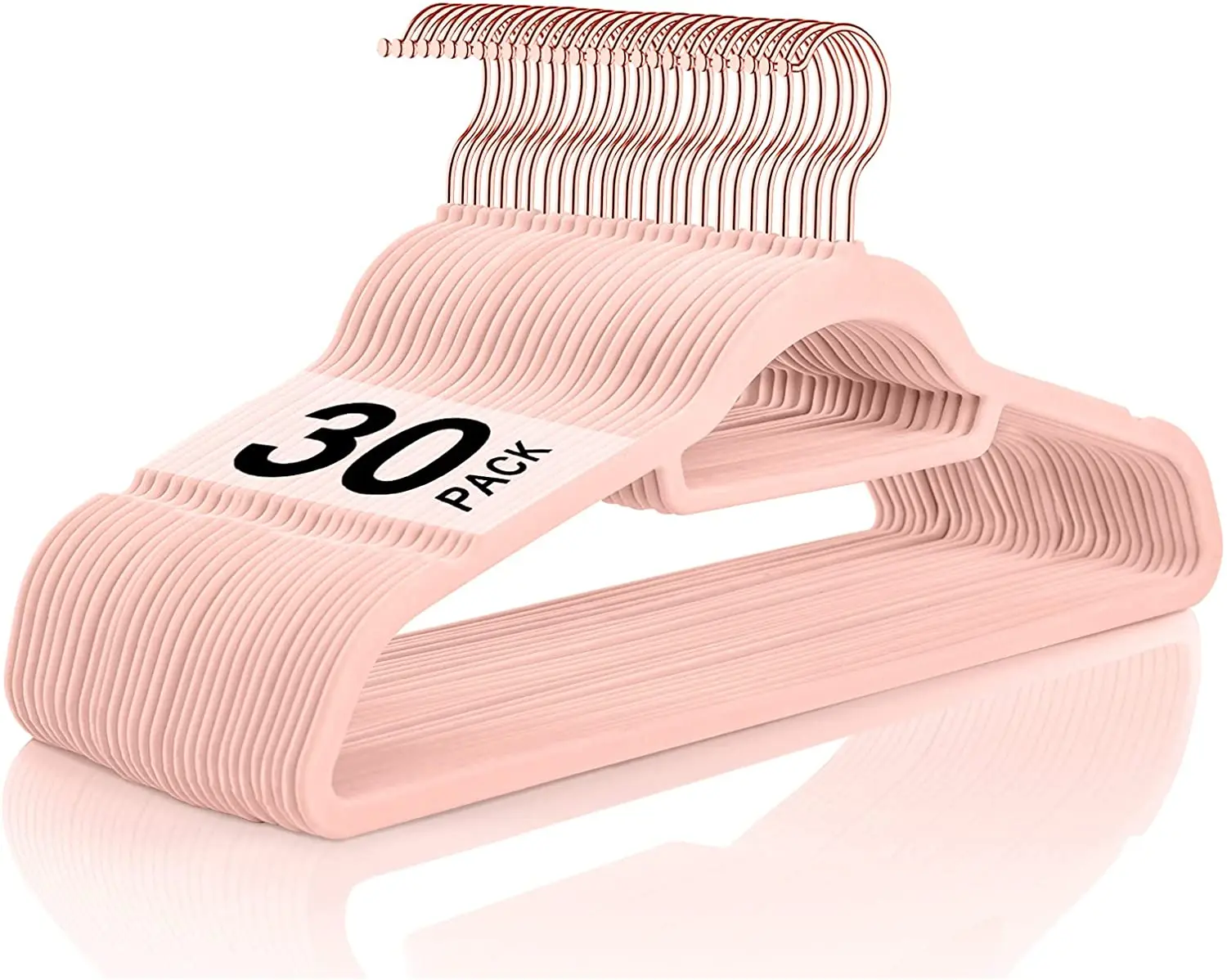 Бархатные вешалки розового/розового золота, 30 шт., Нескользящие вешалки с вырезом для пальто/костюмов, компактные вешалки с крючками с поворотом на 360 градусов