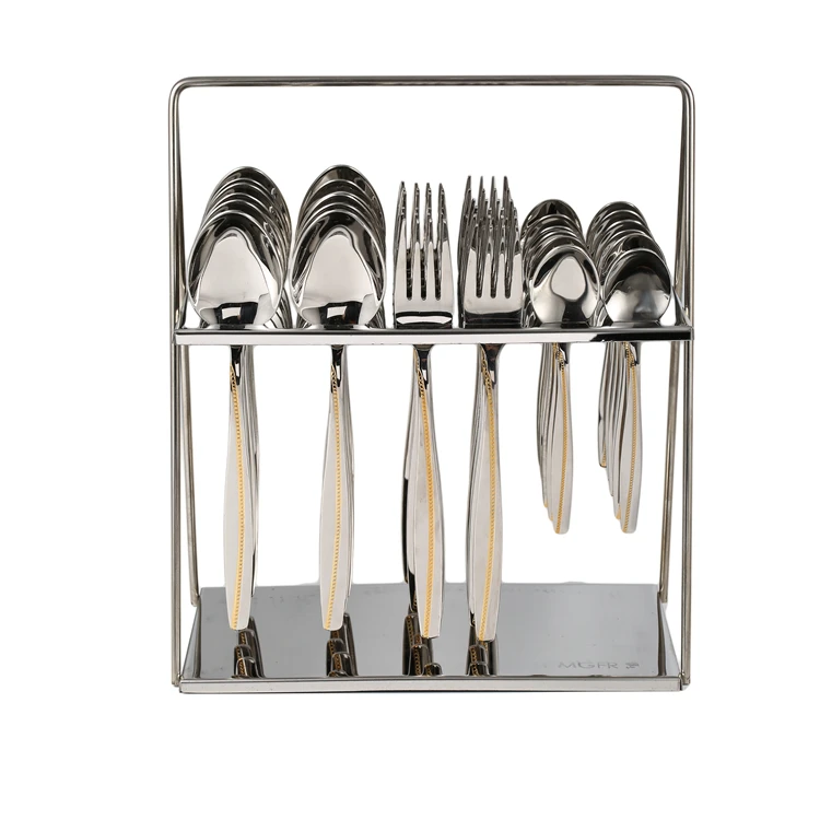 
Luxury Gilded Cutlery Portable Kitchen Stainless Steel Knife Spoon And Fork Set Modern Cutleries 