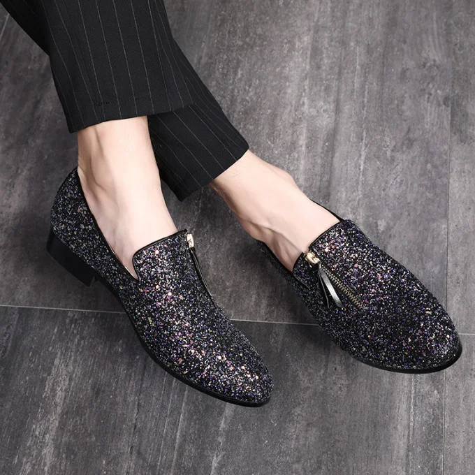 
 Мужские туфли больших размеров, евро модные туфли на молнии, блестящие свадебные туфли для мужчин  