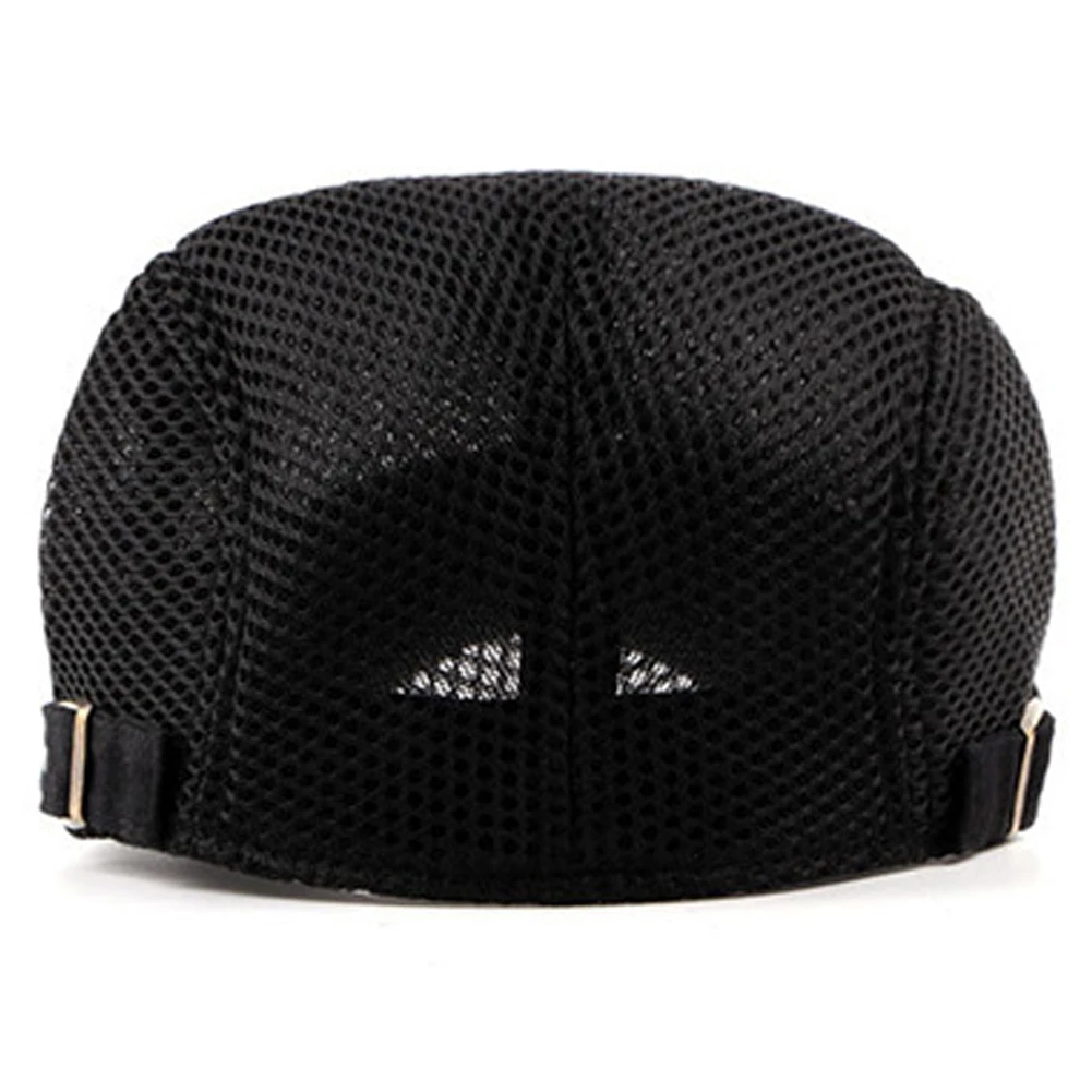 Homm Custom Logo Plain Summer Men Newsboy Breathable Beret Driving Sun Flat Adjustable Beret