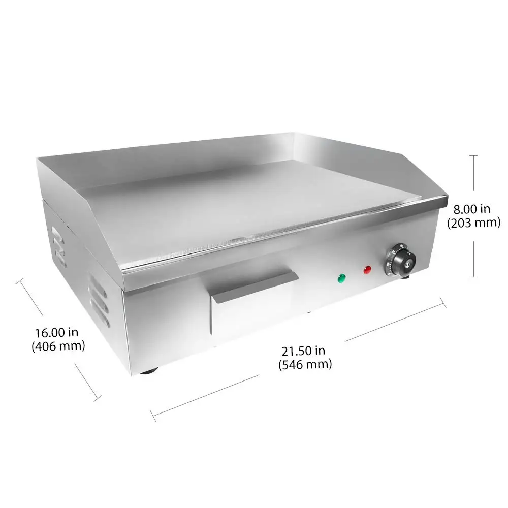 Restaurant Equipment Stainless Steel Electric Flat Griddle Table Top Kitchen Gas Griddle Grill with Wood Material