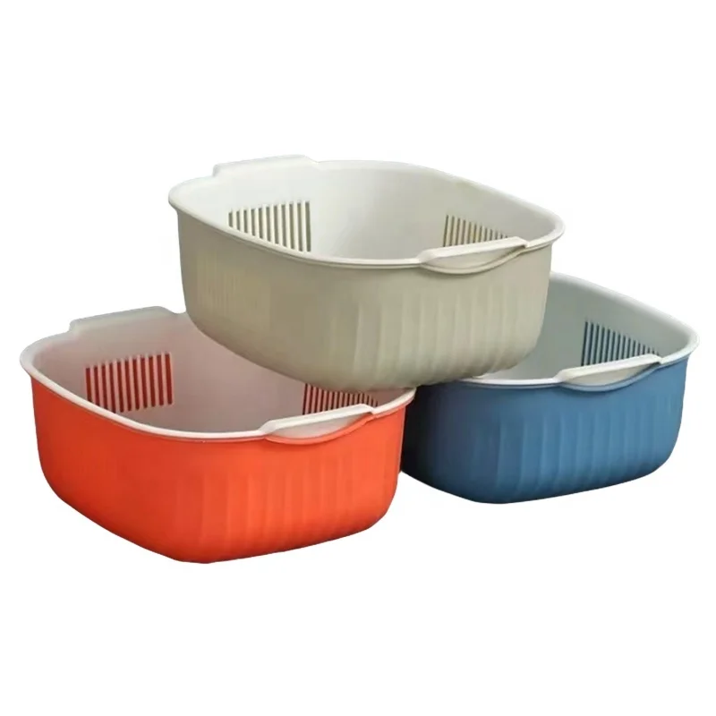 Multifunctional  household square Picnic Drain Basket Multifunctional Kitchen Sink  Washbasin Amoy Basket