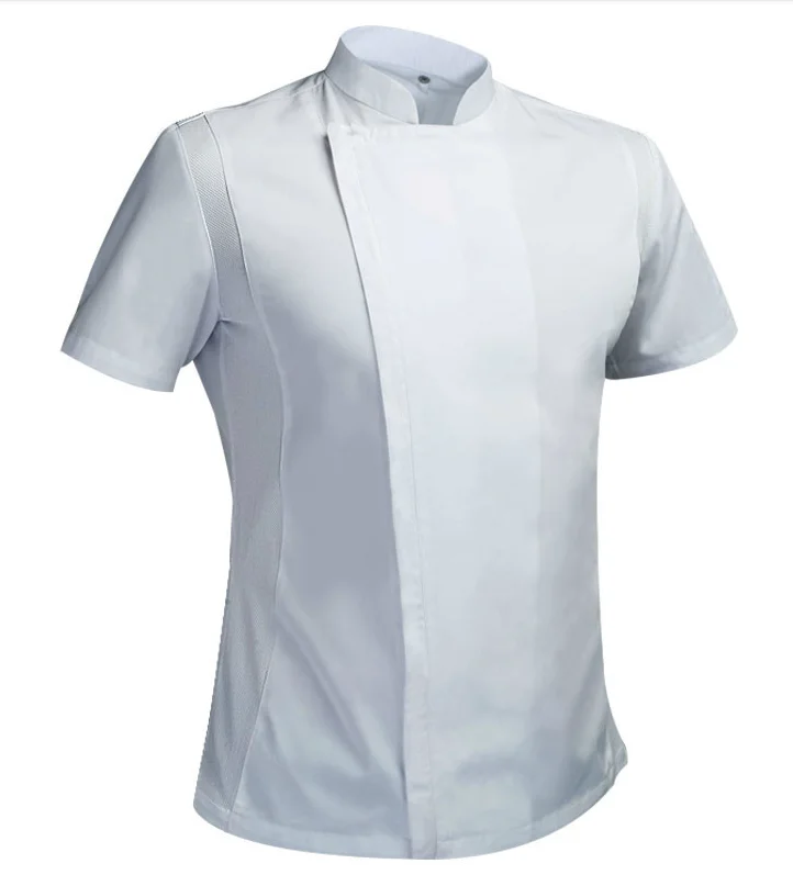 New designs Short Sleeve  Breathable Unisex Shirt Kitchen Cooking Barber Shop  Chef Uniform