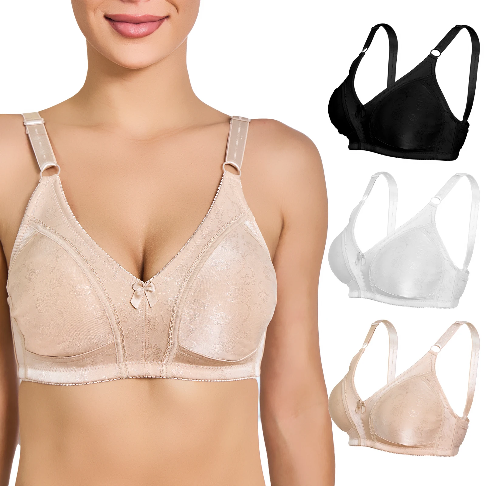 Wholesale Promotional Sexy Large Size For Women Bra Big Cup Comfort Wireless Wide Strap Non-Padded Bra Full Cup Plus Size Bra