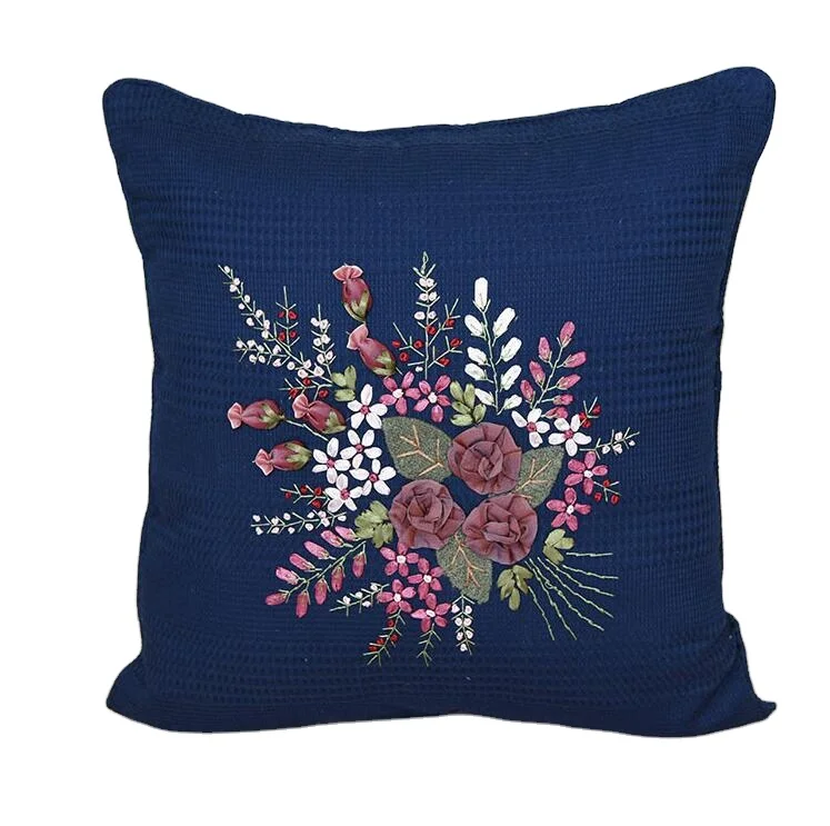 Base waffle handmade ribbon lace embroidery cushion cover pillow case