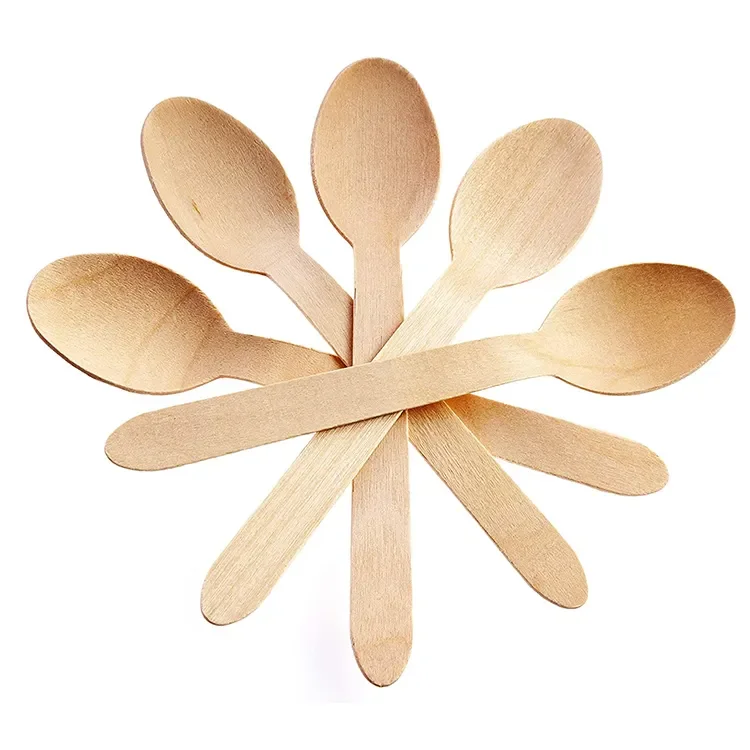 Natural disposable wooden spoon bulk cheap for ice cream Spoon