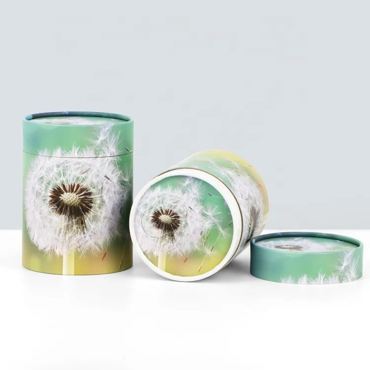Custom dandelion plant printed bio scatter tube pet cremation ashes urn garden funeral coffins