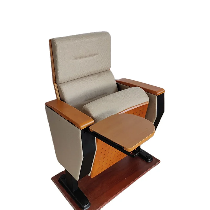 Concert Hall Church Used Auditorium Chairs Wooden Armrest,Fabric Auditorium Seating Price With Writing Tablet (YA-099N)