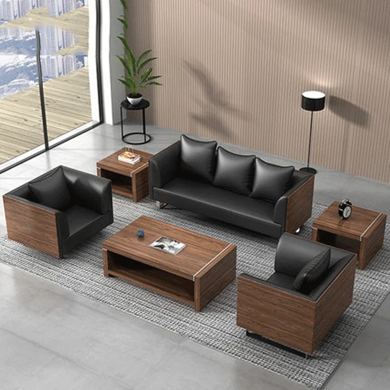2023 High leather 1+1+3 set single sofa office sofa leisure seating Quality Modern Design Office Sofa Set