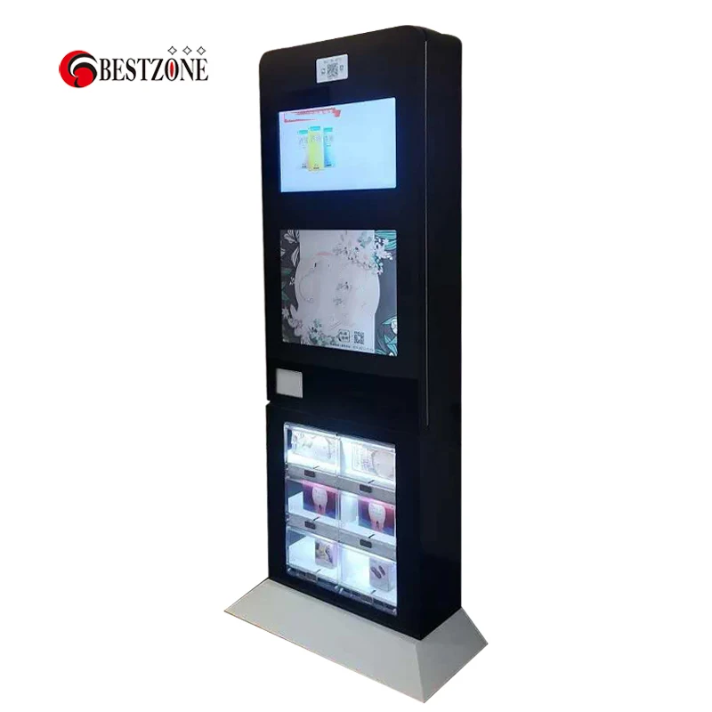 Free Standing Vending Machine With QR Code LCD Screen in Hotel Subway