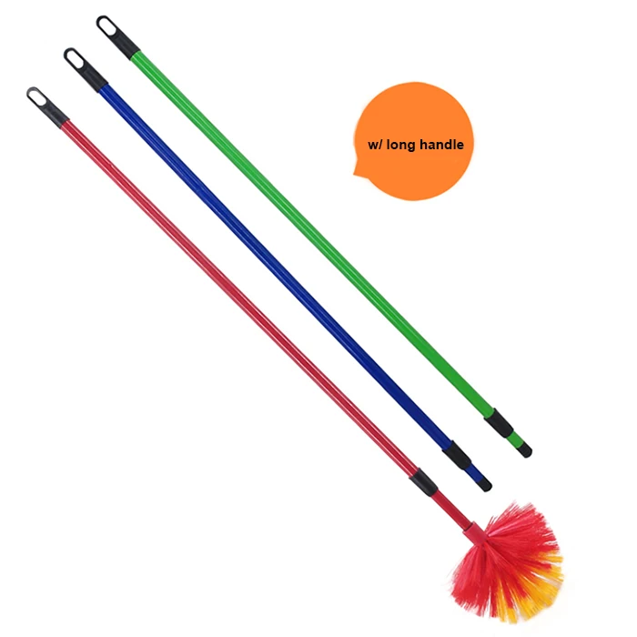 Plastic cobweb broom from China manufacture color mix cleaning cobweb hand ceiling broom cleaning brush with long hand