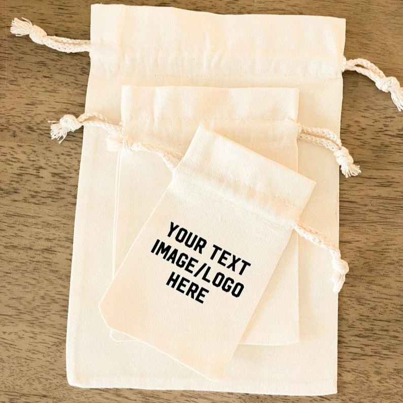 Custom packaging drawstring soap bag cotton Pouch Bag cotton bag with double cotton string for jewelry package