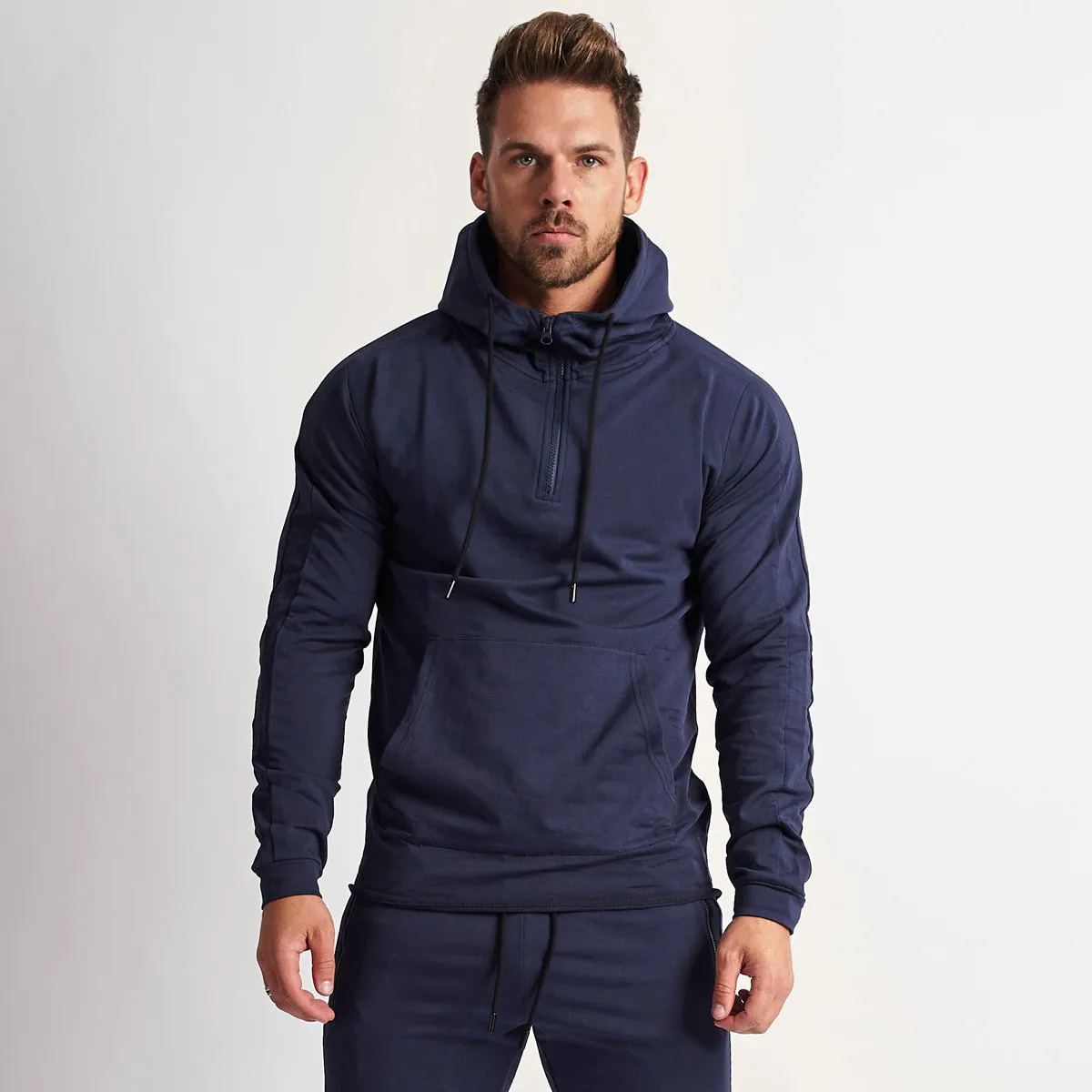 Custom Logo Printed Fall Winter Trend Pullover Men Sports Hoodies Mens Fitness Gym Black Sweatshirts
