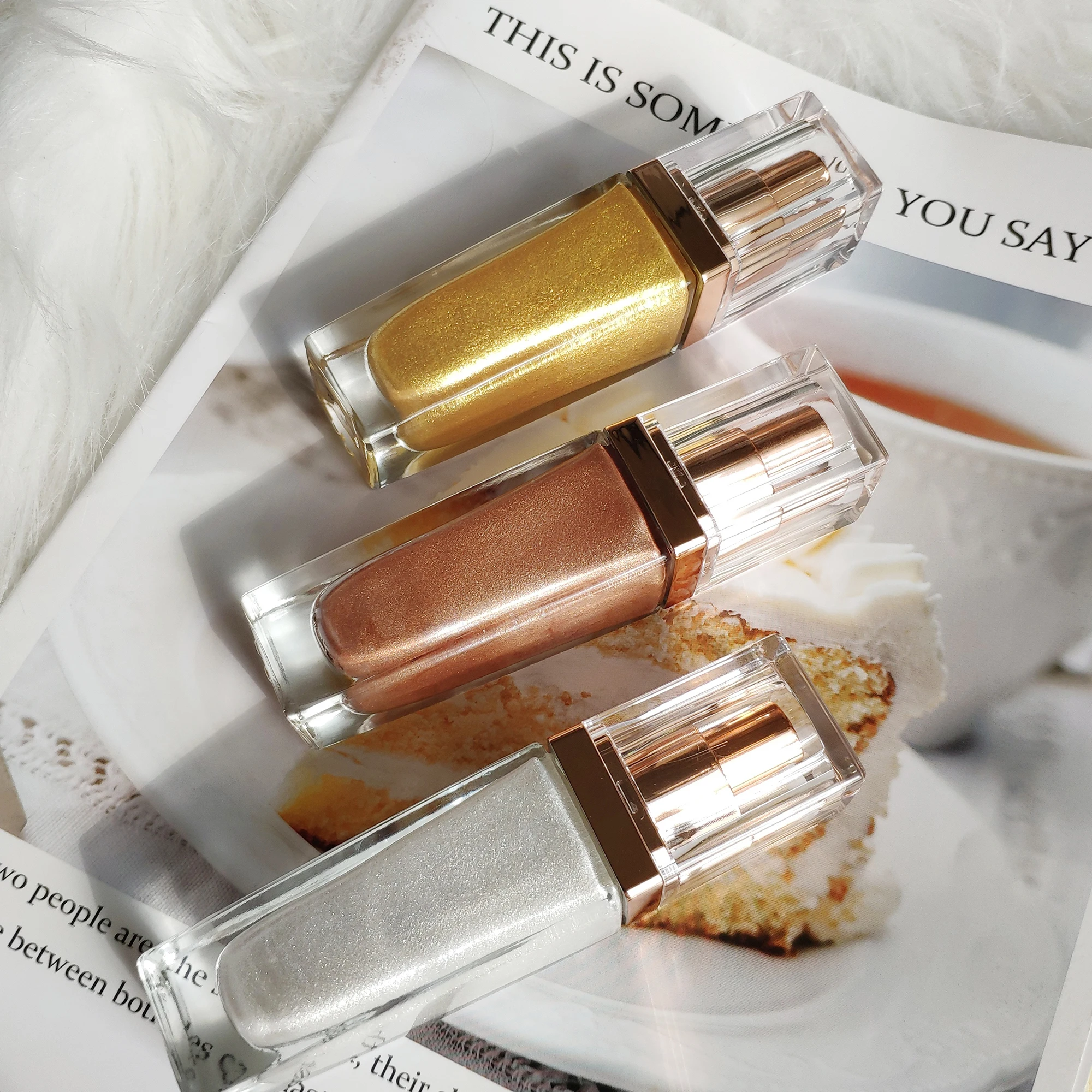 Wholesale Glow Lotion Body Shimmer Oil No Brand Makeup Body Shimmer Glitter Face Highlighter Private Label