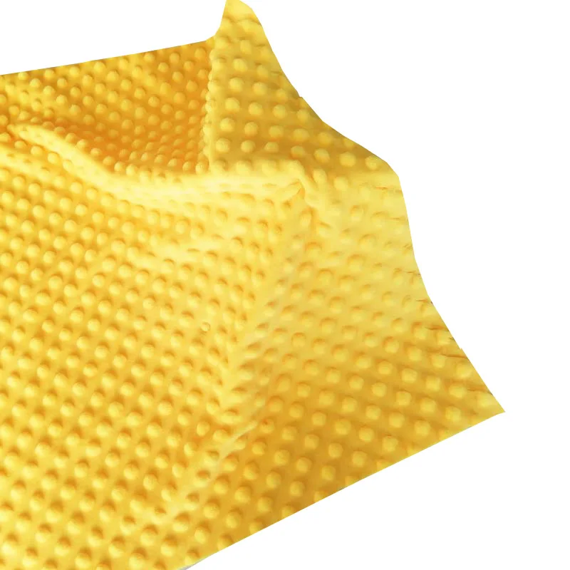 
High Quality yellow doudou dots Minky fabric for Baby Blanket 