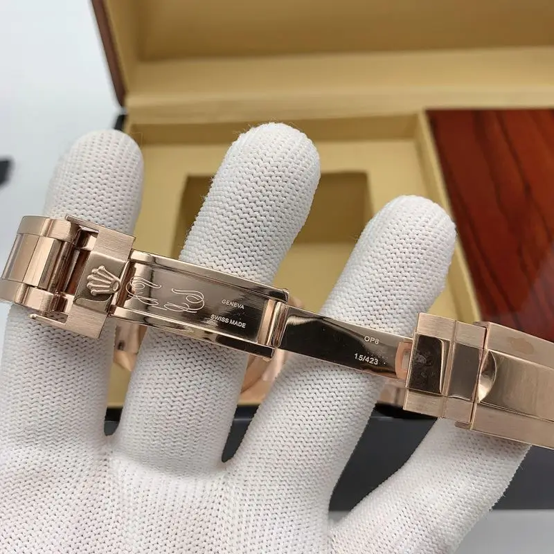 ROL Colored crystal loop bezel milk chocolate dial fashion unisex mechanical watch