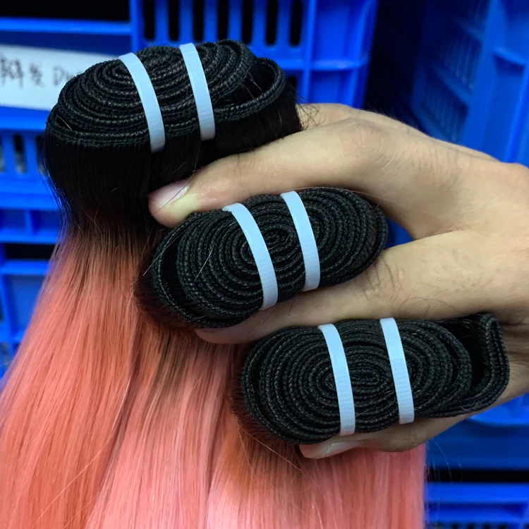 Human Hair 1B/Pink Weave Bundle,Double Drawn Filipino Virgin Hair Wholesale,High Quality Double Drawn Wet And Wavy Hair Bundle