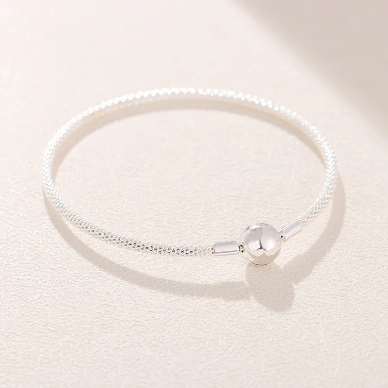 
925 sterling silver Rose gold Wire charms bracelets fit pandora charms women DIY Jewelry 