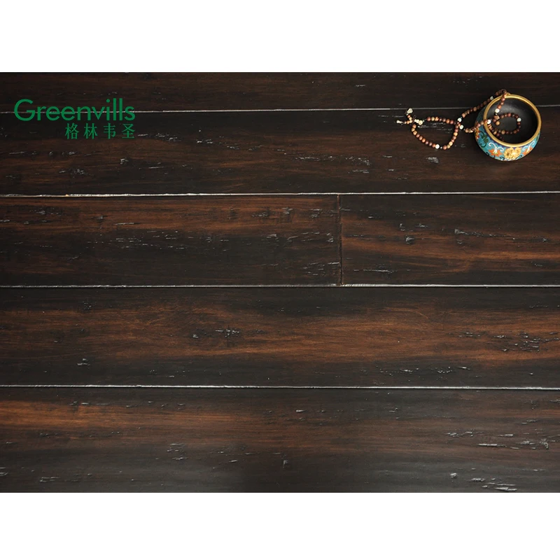 14MM thickness engineered bamboo wood flooring, factory wholesales worn black wood floor