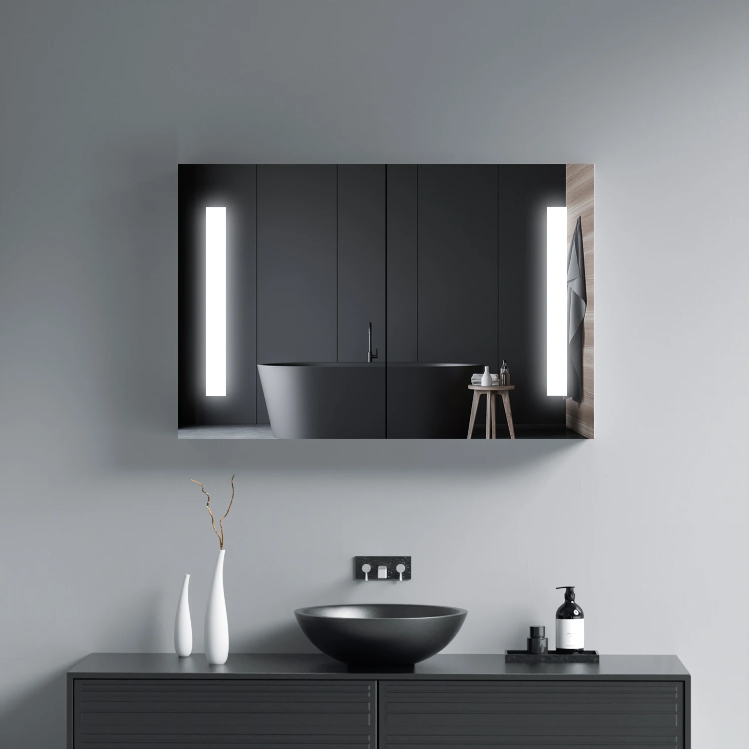 Standing led bathroom mirror cabinets mirror jewelry storage bath mirror medicine cabinet with led light