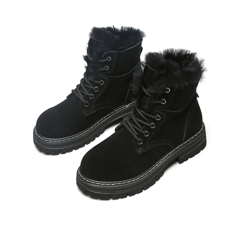 Slip-on Comfortable Thermal Round ladies snow boots suede plush snow boots women winter casual shoes