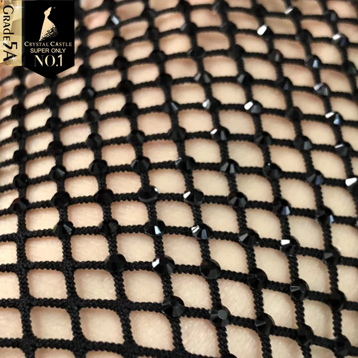 30*120cm SS10 SS16 Shiny White Crystal Glass Rhinestone Mesh Fabric Sewing Crystal Trim Flatback Rhinestone Net