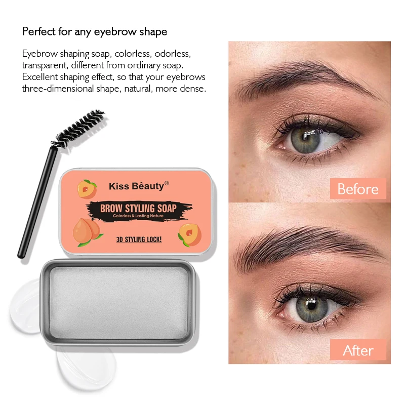 3D Feathery Wild Brow Styling Eyebrow Soap Wax Dense Eyes Brow Transparent Makeup Styling Gel Wax with Brushes Cosmetics Tools