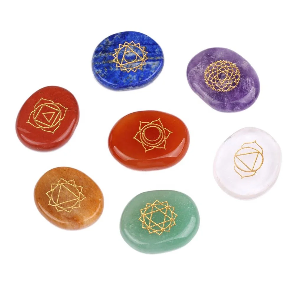 Wholesale Engraved Chakra Stones 7 Chakra Stones Set