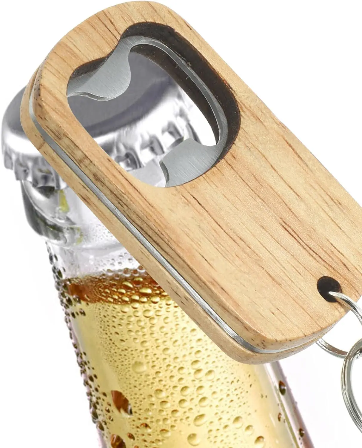 Portable Soda Beverage Opener Customized Jar Opener Keychain Wooden Beer Bottle Opener