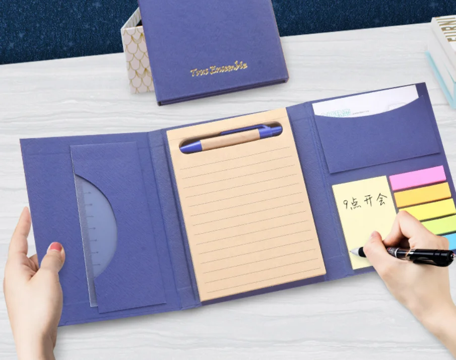 Customizable Logo Notebook Set with Pen Cheap Self-Adhesive Sticker Memo Convenient Personalized Gifts