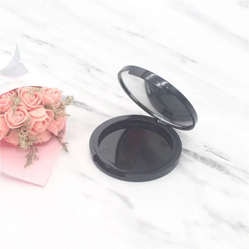 Maxfree Free samples empty compact powder container black compact powder case magnetic empty blush compact with mirror