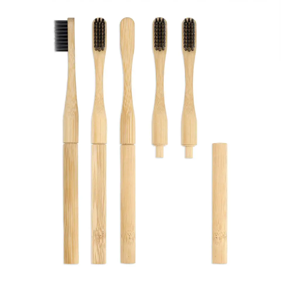 Sustainable Premium Toothbrush With Biodegradable Replacement Heads Charcoal Bristles Removable Bamboo Toothbrush