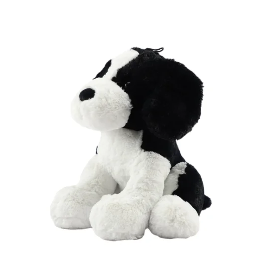 White black stuffed dog toy cute puppy plush toy custom stuffed animal toy