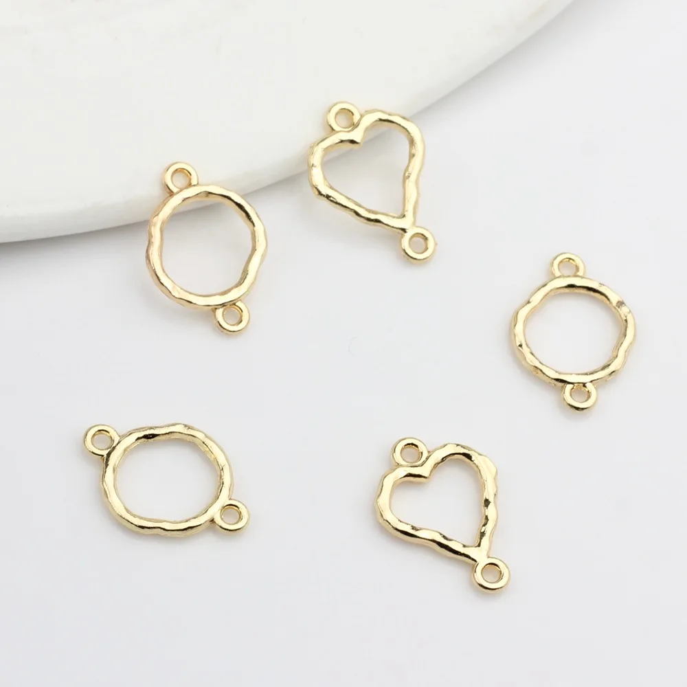 Product Manufacturer Hollow Love Heart Round Hanging Pendant Zinc Alloy Connector For Jewelry Making