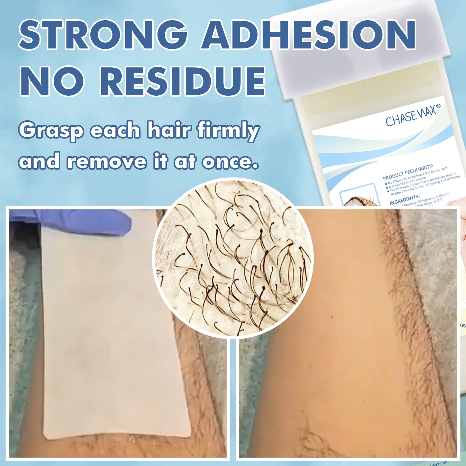 Low Melting Point 100g Coconut Hair Removal Roll On  Depilatory Soft Wax Cartridge For All Skin Type