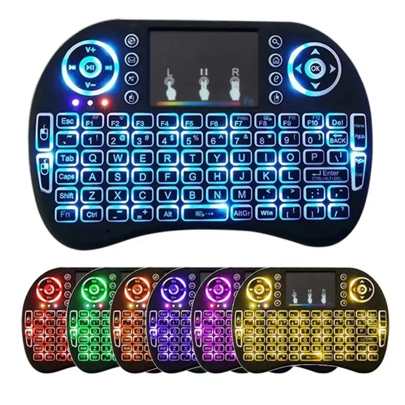 Factory wholesale I8 Wireless Mini Keyboard 7 color Backlit keyboard 2.4G Touchpad Handheld Keyboard For PC Android TV Box