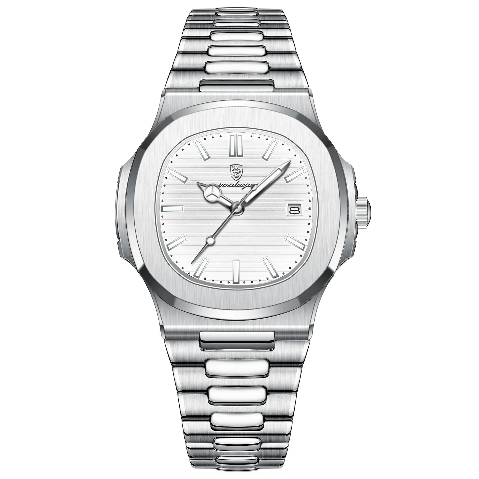 MY Spanish Luxury Silver Black Leather Talking Watch With Time Date And Loud Alarm For The Visually Impaired And Elderly