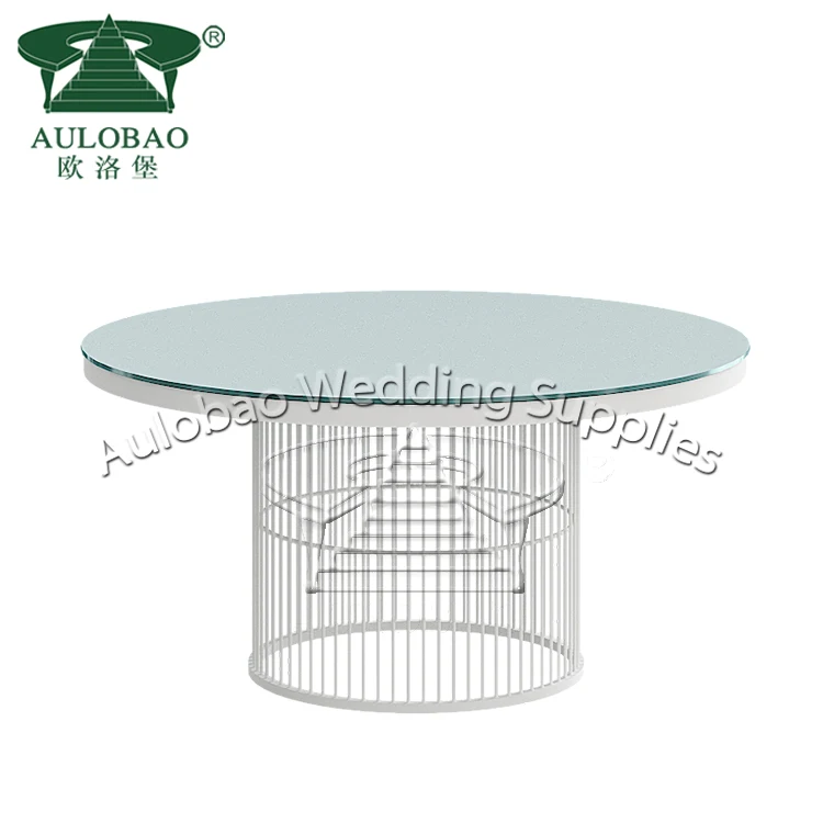 Stainless steel glass top luxury wedding round event table for dining