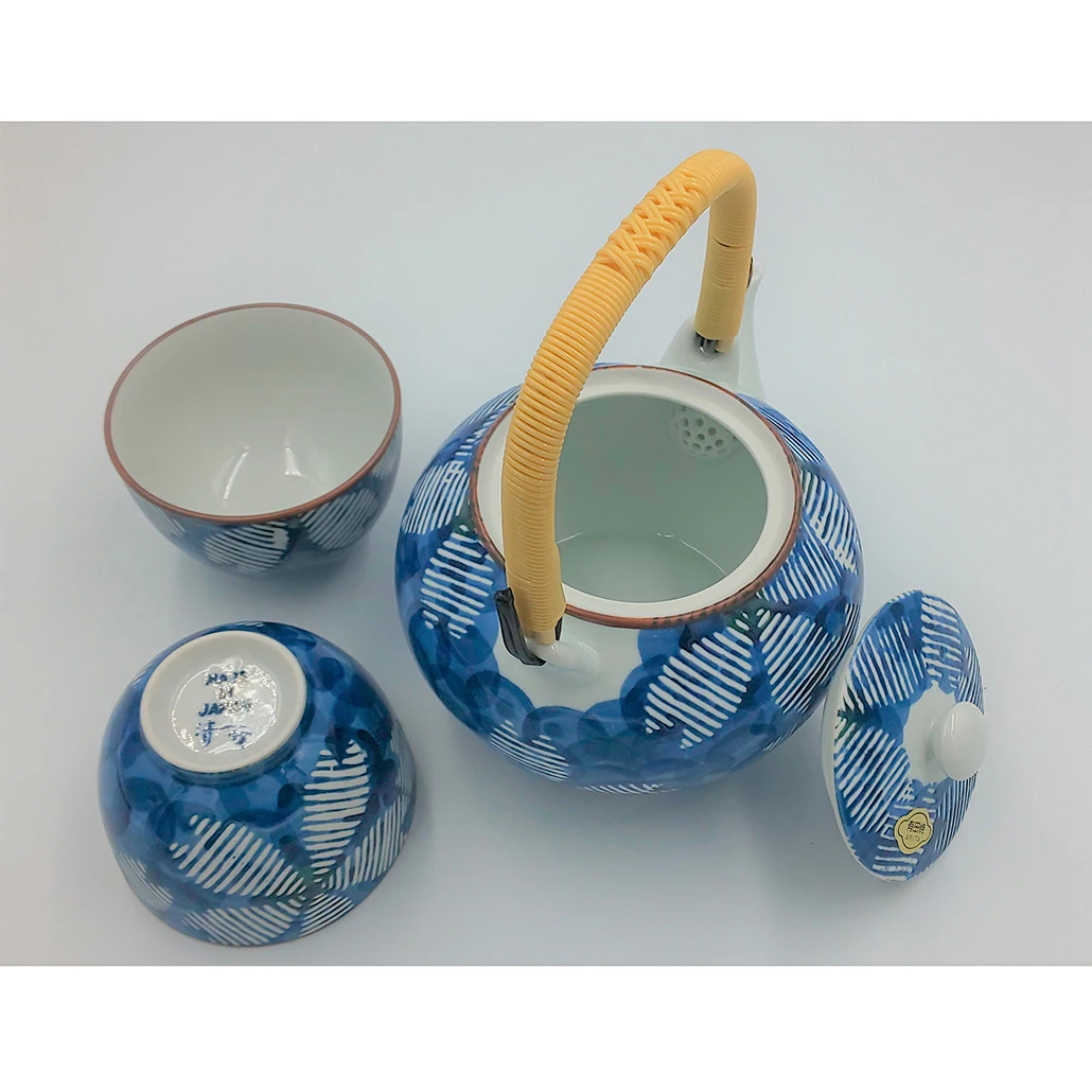 Light weight new style ceramic blue tea cup gift set made in Japan