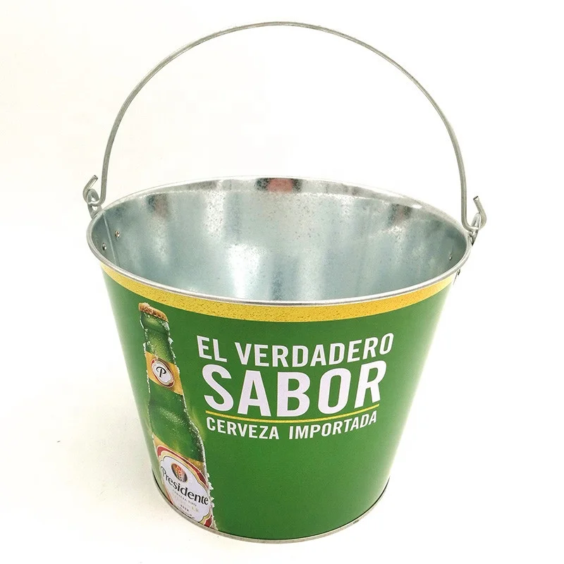 Promotional tin galvanized iron metal stainless steel beer ice bucket with logo embossment