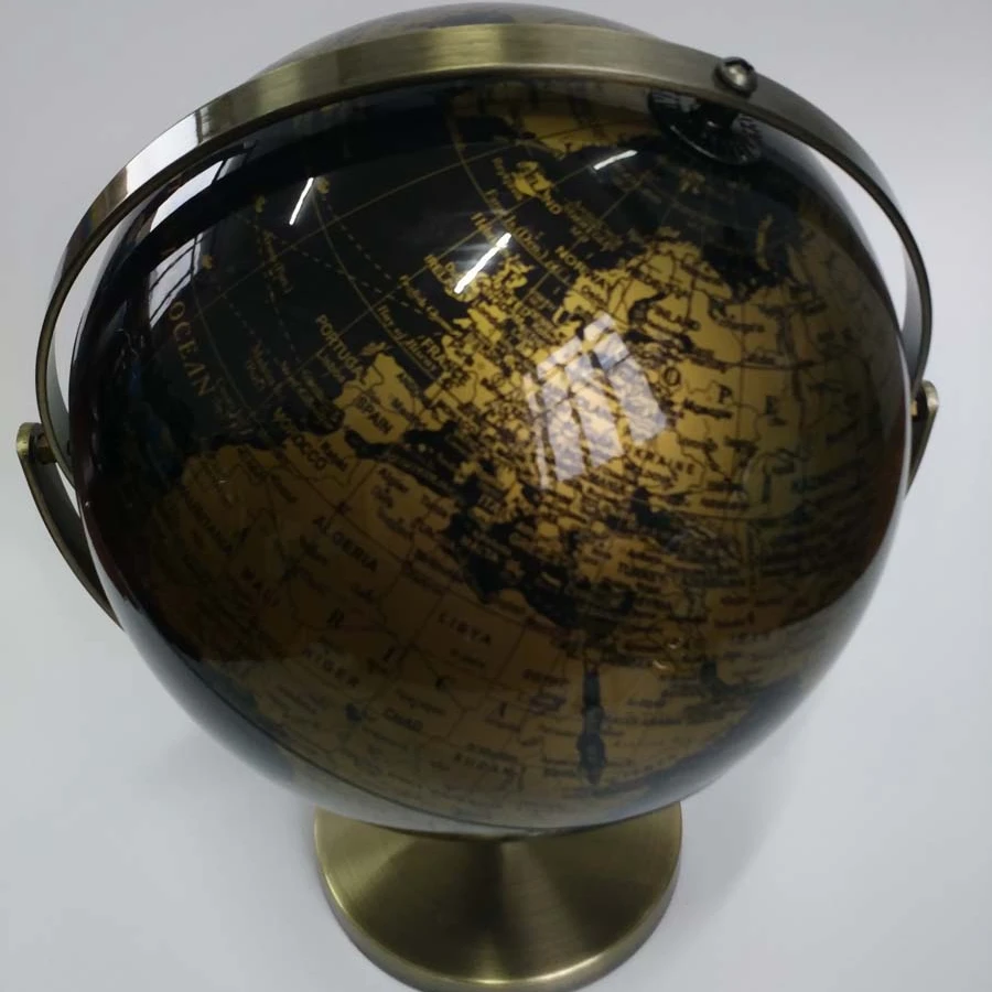 
Promotional Top Quality PVC surface metal base 25cm antique world globe for home decoration 