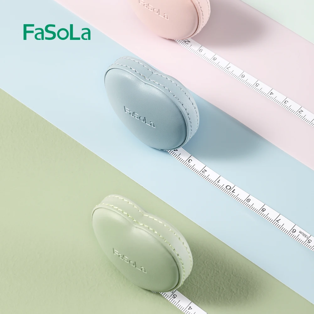 FaSoLa  1.5M Heart Shape PU Soft Tape Measure Double Scale Body Sewing Flexible Ruler Retractable Ruler with Push Button