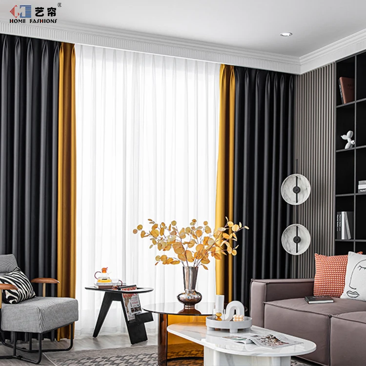 Out Curtains Living Room Window Curtain Wholesale Modern Nordic Simplicity Custom 100% Black Kitchen Blackout Curtain Woven