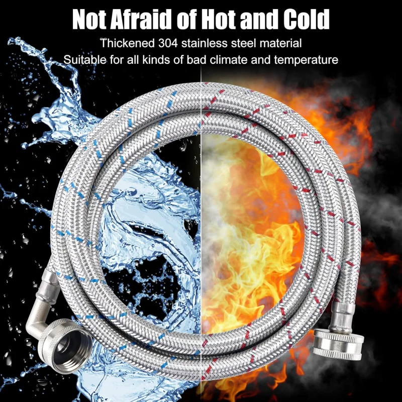 Standard 5 FT 6 FT Stainless Steel Washing Machine Inlet Hoses Hot and Cold Water Braided Hoses