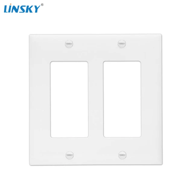 Shanghai Linsky 2 gang screw plastic cover plate outlet receptacle wall plate