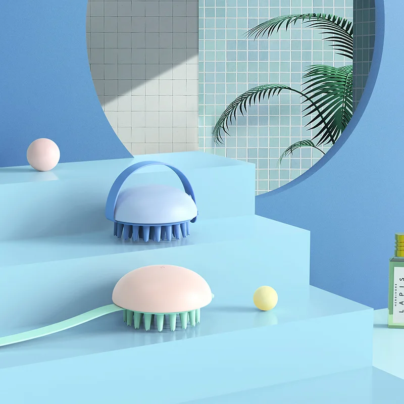 
Skyey Care Wholesale Portable Round Non Slip Design Soft Flexible Silicone Head Scalp Massage Brush With Handle 