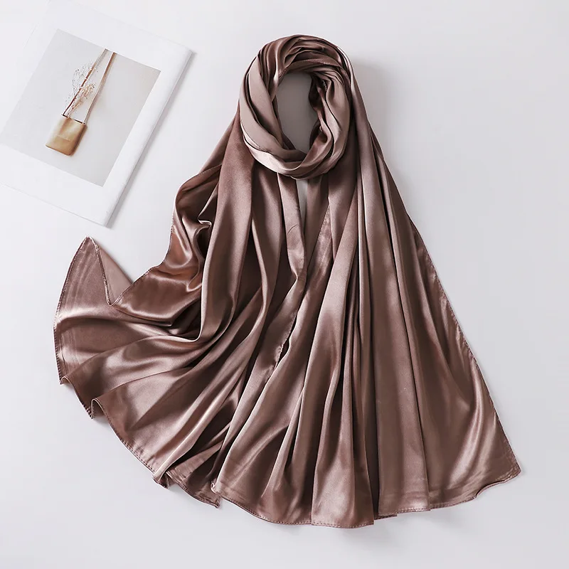 Southeast Asia High quality Solid Color Crypto Chiffon Bubble Silk-like Warp Stripe Muslim Scarf Hijab