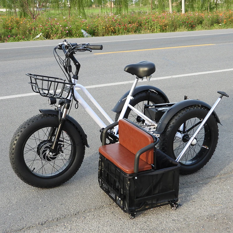 Stock Power Snow Electric Bicycle Big Three Wheel E Trikes Ebike On Sale Fat Tire Tricycle Cargo Bike Tricycle Electric Adult