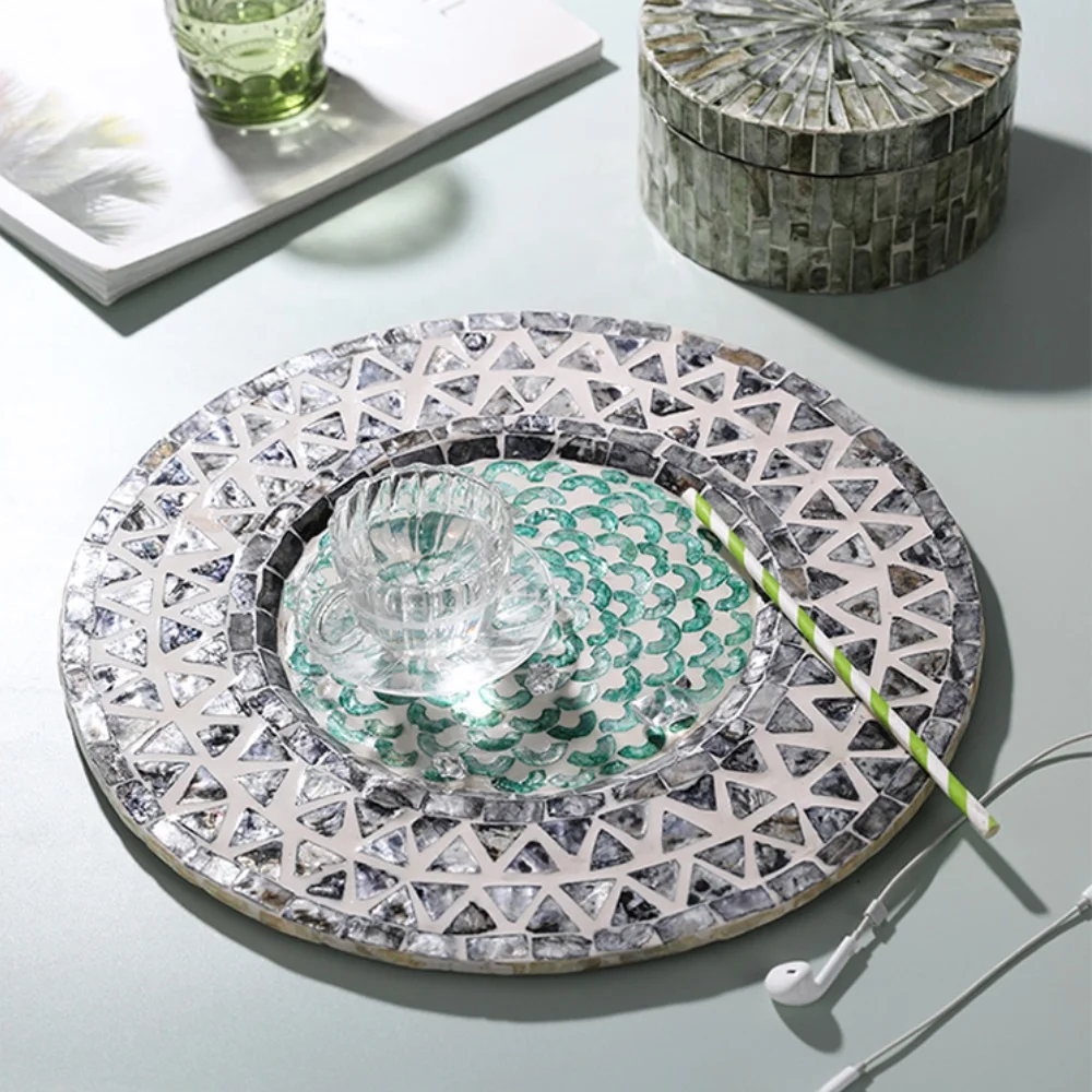 Light luxury retro placemat natural shell insulation pad high-quality decorative pad plate home dining table mat