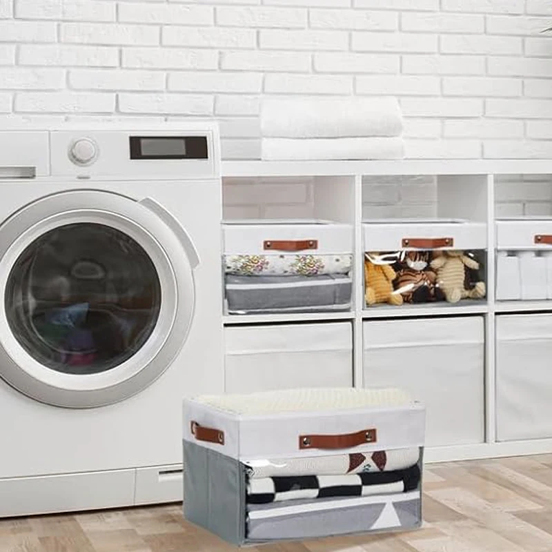 Customizable Multifunctional Foldable Polyester Linen Storage Box Reusable Wardrobe Bedroom Clothing Window Displays Baby